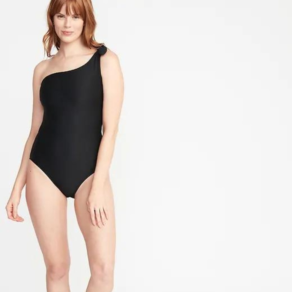 Old Navy Textured-Stripe One-Shoulder Swimsuit New - Picture 4 of 6